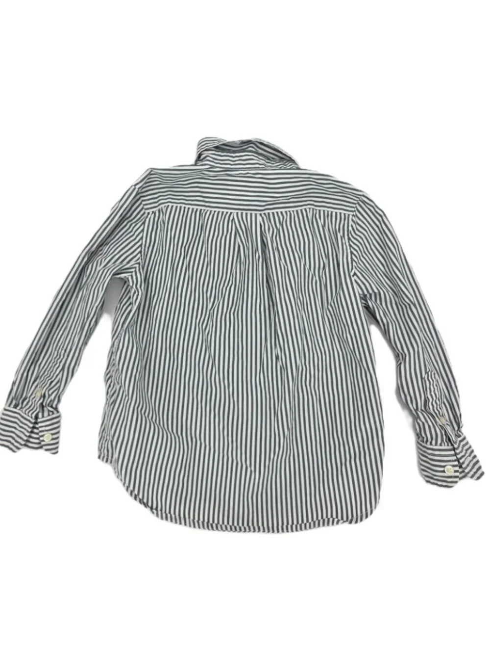Ralph Lauren Button Shirt Boys 4/4T Green Natural Stretch 100% Cotton Striped
